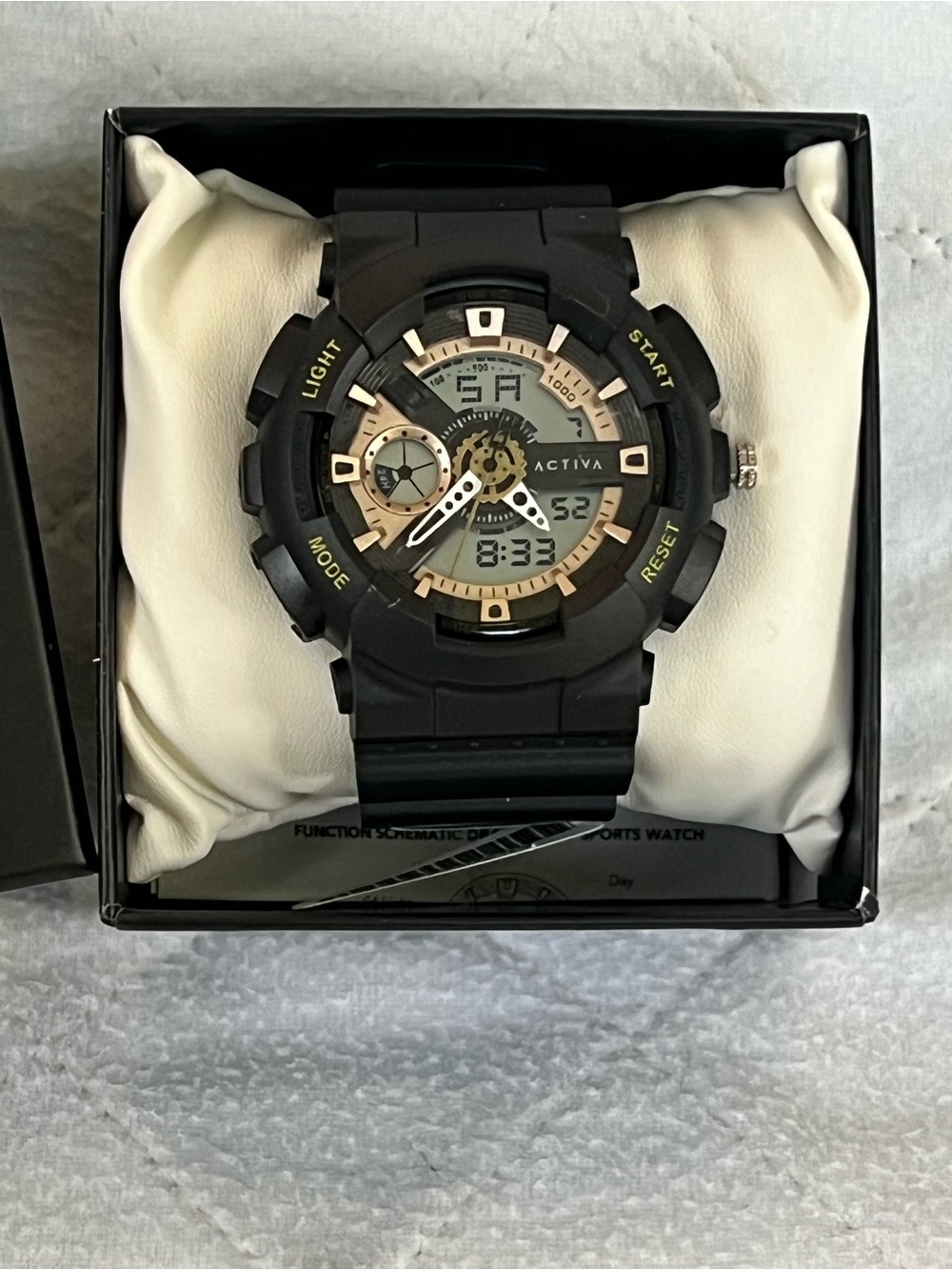 NEW! Activa by Invicta Men’s Black Sport Watch with Gold Accents